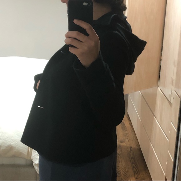 Theory Black Blazer Jacket with Detachable Hood and Drawstring Size: Medium - Picture 5 of 12